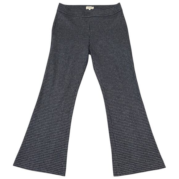 Avenue Montaigne Pants - Avenue Montaigne Leo Cropped Flare Pants Pull On Navy Blue Houndstooth Size 4